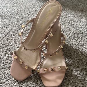 Altar'd State Blush Heels with Gold Studs